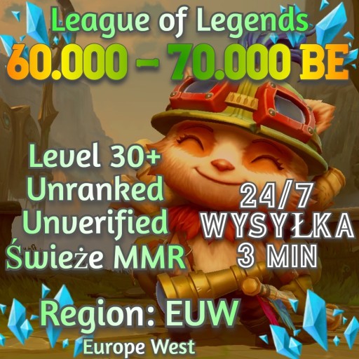 Zdjęcie oferty: Konto League of Legends Smurf LoL EUW 60-70K BE