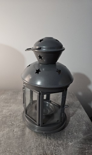 Zdjęcie oferty: Lampion latarenka szara na świeczkę tealight 