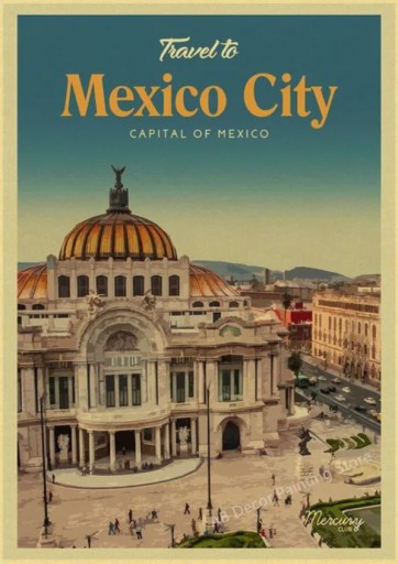 Zdjęcie oferty: PIĘKNY plakat vintage MEXICO CITY Meksyk