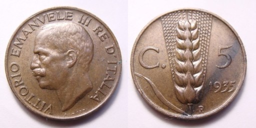 Zdjęcie oferty: Włochy 5 centesimi 1935 r.