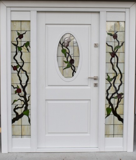 Zdjęcie oferty: Drzwi Zewnętrzne Dębowe Drewniane Wejściowe Witraż
