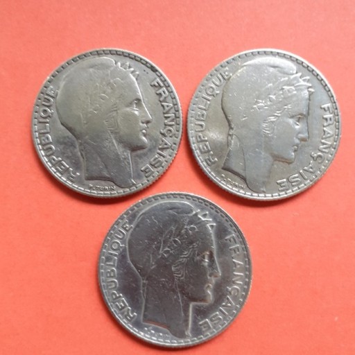 Zdjęcie oferty: LOT 3 x 10 frank Ag 680 10g franki FRANCJA srebro 