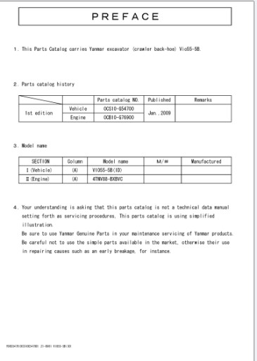 Zdjęcie oferty: Katalog części Yanmar VIO 55 - 5B
