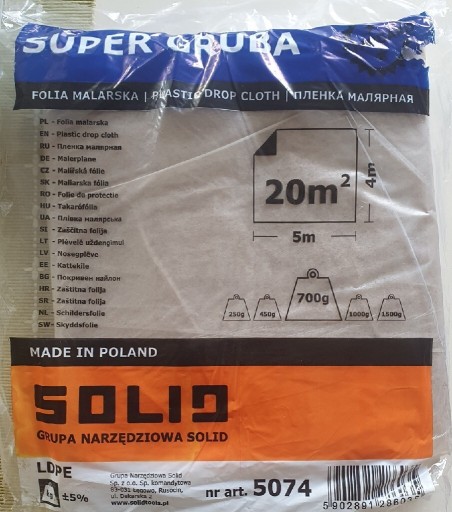 Zdjęcie oferty: SOLID Folia malarska 4mx5m Super Gruba