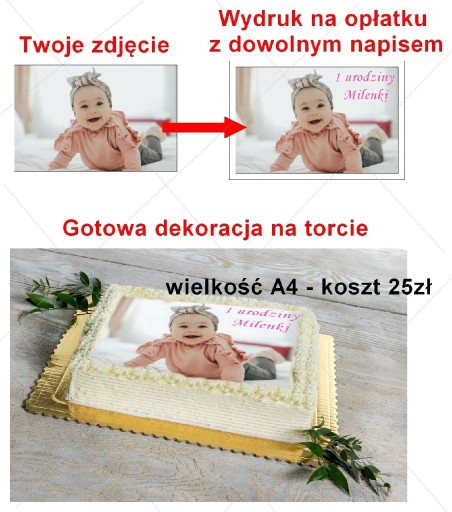 Zdjęcie oferty: Oplatek na tort a4 dowolny motyw GRUBY