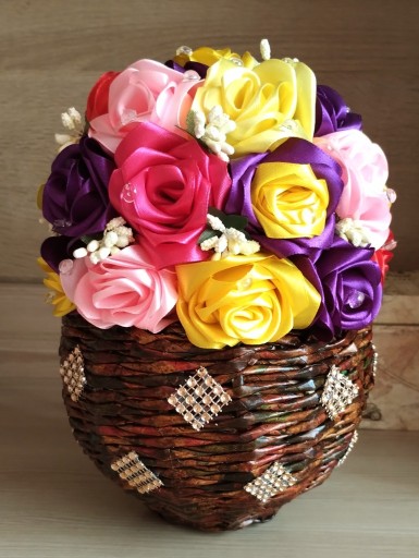 Zdjęcie oferty: Różyczki w doniczce stroik Dzień Matki handmade