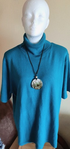 Zdjęcie oferty: turkusowy sweterek z golfem bluzka, rozmiar XXL.