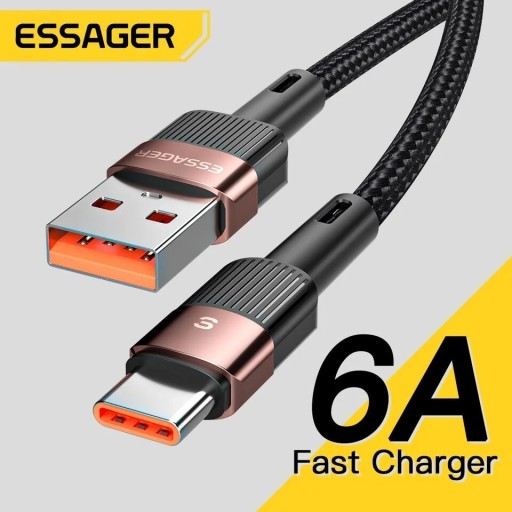 Zdjęcie oferty: Przewód 2m USB-C i USB kabel z oplotem czarny brąz