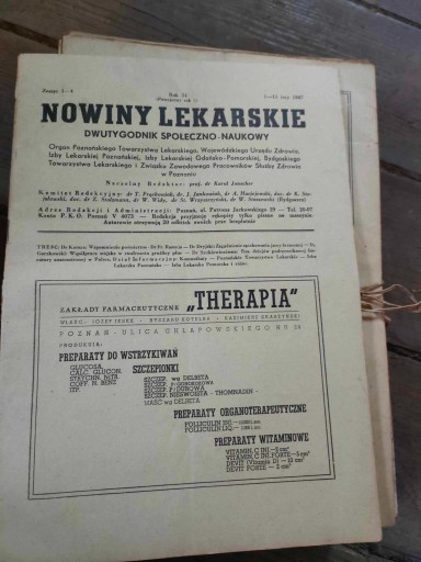Zdjęcie oferty: Nowiny lekarskie z 1947 roku -gazetka