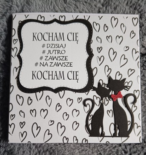Zdjęcie oferty: Kartka walentynkowa ręcznie robiona  koty kotki