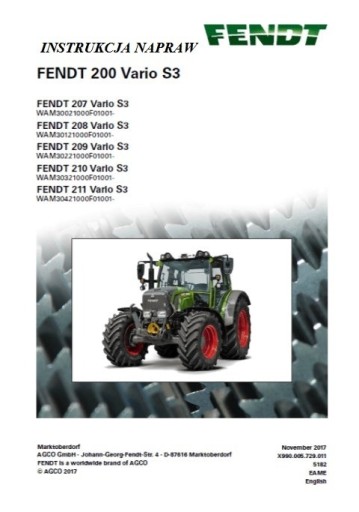 Zdjęcie oferty: Instrukcja napraw Fendt 207, 208, 209, 210 S3 PL