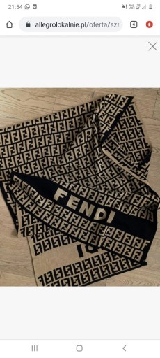 Zdjęcie oferty: Szalik Fendi brąz zu logo czarny duży szal