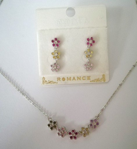 Zdjęcie oferty: Komplet biżuterii naszyjnik kolczyki kwiatuszki