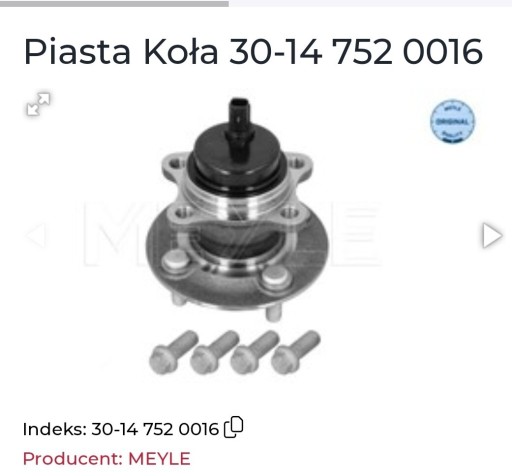 Zdjęcie oferty: Piasta koła tył  Toyota Yaris III