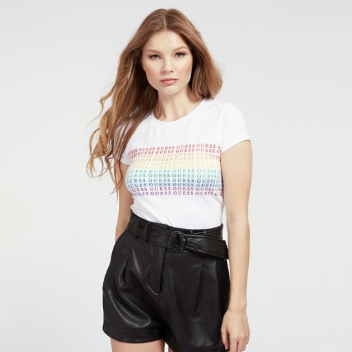 Zdjęcie oferty: T-shirt Guess Damski Rainbow Multikolor Biały