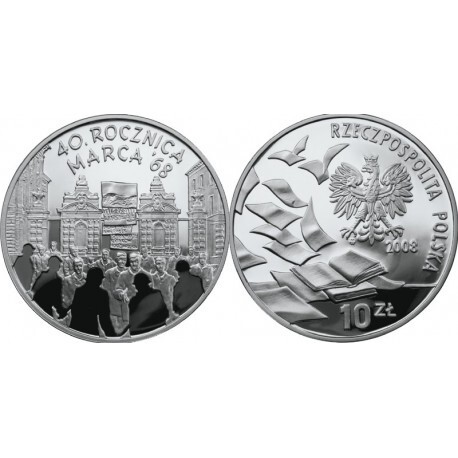 Zdjęcie oferty: Moneta 10 złotych 40 rocznica marca '68 2008 rok