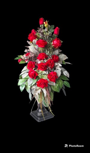 Zdjęcie oferty: Duży bukiet do wazonu na grób cmentarz róże welur