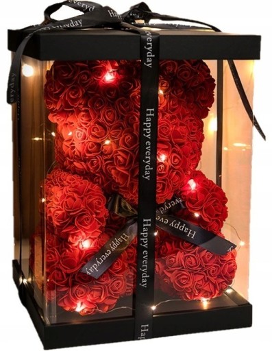 Zdjęcie oferty: MIŚ Z RÓŻ 40CM PREZENT na Walentynki +LAMPKI LED