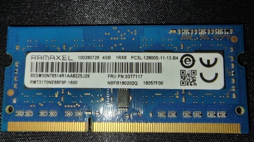 Zdjęcie oferty: Ramaxel 4GB RMT3170ME68F9F-1600 PC3L-12800S DDR3