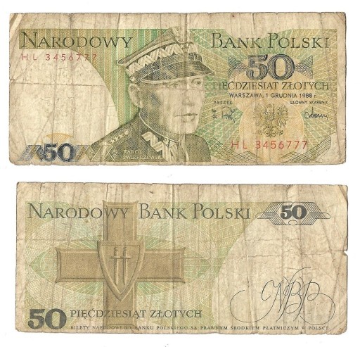 Zdjęcie oferty: 50 złotych 1988 - Destrukt wysoki margines