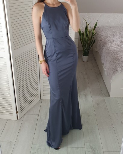 Zdjęcie oferty: Missguided niebieska satynowa sukienka maxi S 36