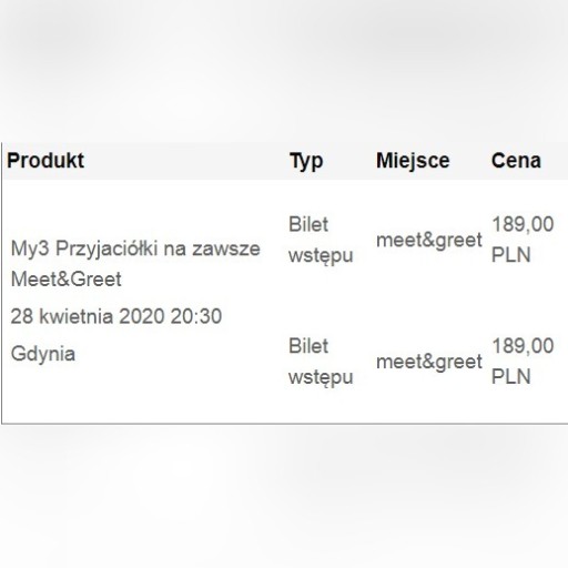 Zdjęcie oferty: 2x Bilet na spotkanie MY3 GDYNIA