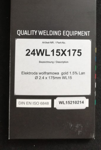 Zdjęcie oferty: Elektrody wolframowe TIG WL15 2.4mm gold