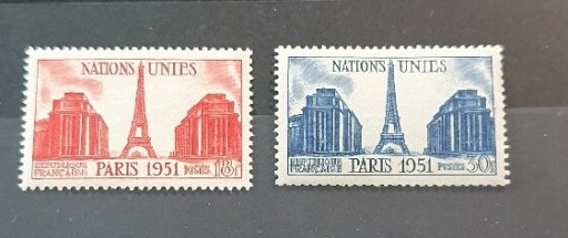 Zdjęcie oferty: Francja 1951r  Mi 922 - 923 ** 6 lat ONZ gabinet