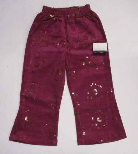 Zdjęcie oferty: Spodnie dzwony sztruksowe bordowe z cekinami 98
