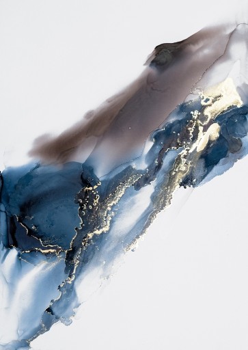 Zdjęcie oferty: Abstrakcja "Synteza Żywiołów" – Elegancki obraz A4, tusze ze złotem