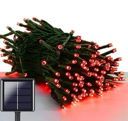 Zdjęcie oferty: Lampki solarne czerwone 12m ledowe ogrodowe 
