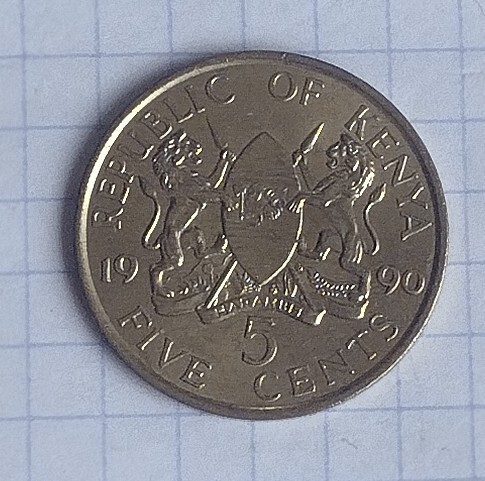 Zdjęcie oferty: (656) Kenia 5 centów 1990 UNC