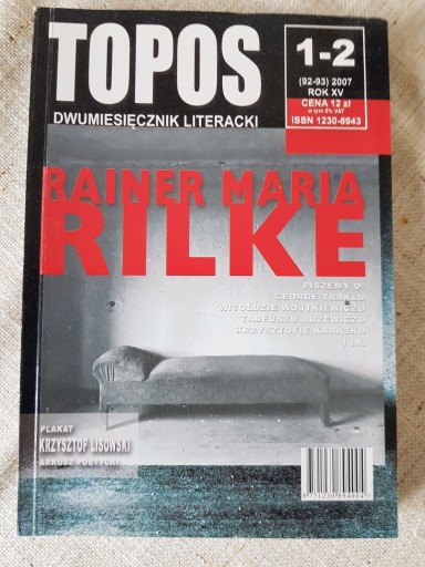 Zdjęcie oferty: Topos nr 92-93 (1-2/2007) Rainer Maria Rilke