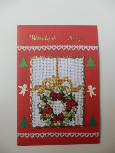 Zdjęcie oferty: Kartka na Boże Narodzenie z ręcznym haftem