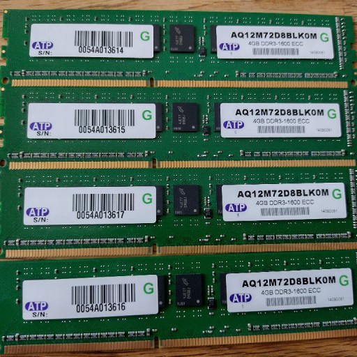 Zdjęcie oferty: RAM DDR3 16GB, 4x4GB 1600MHz ECC Unbuffered