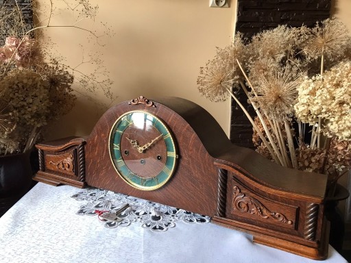 Zdjęcie oferty: Zegar kwadra FHS HERMLE vintage gigant dąb art deco loft