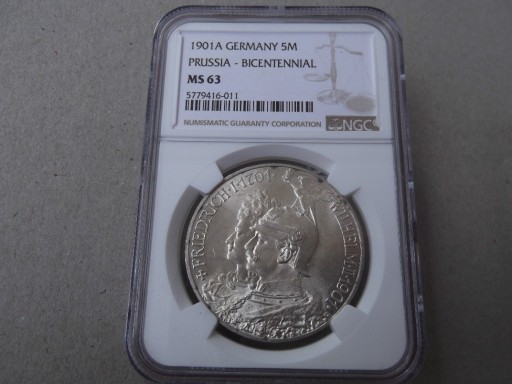 Zdjęcie oferty: Niemcy 5 marek 1901A    NGC  MS63  