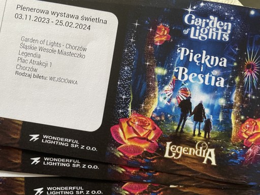 Zdjęcie oferty: Bilety 5 Piękna i Bestia Garden of Lights Legendia