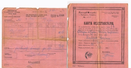 Zdjęcie oferty: Karta rejestracyjna 1945  . Międzyrzec Podlaski