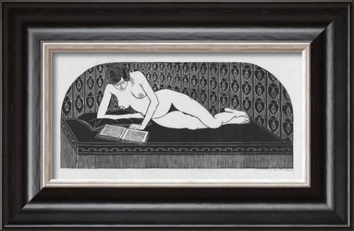 Zdjęcie oferty: Naga kobieta czyta. Akt. Obraz w ramie. 33x51 cm