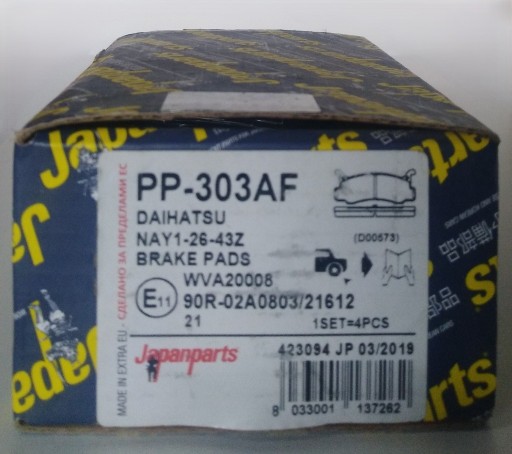 Zdjęcie oferty: KLOCKI HAMULCOWE TYŁ  PP-303AF MAZDA DAIHATSU