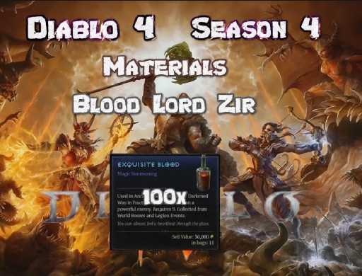 Zdjęcie oferty: Diablo 4 Sezon 4 100x Exquisite Blood Lord Zir
