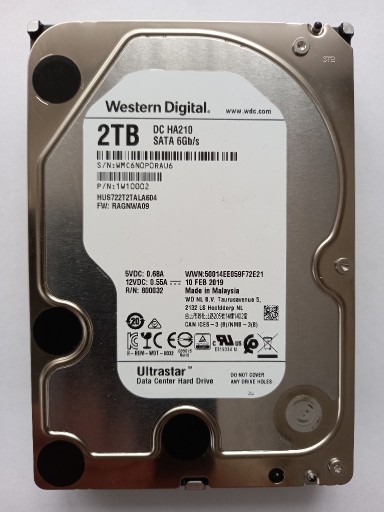 Zdjęcie oferty: Dysk 2TB Western Digital DC HA210 SATA 7200RPM