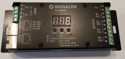 Zdjęcie oferty: Kontroler 4-kanałowy DMX oświetlenia LED  RGB lub RGBW CU-48DMX Monacor