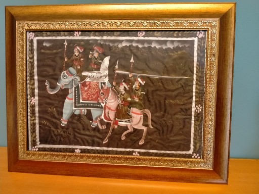 Zdjęcie oferty: Obraz malowany na jedwabiu z Indii w ramce