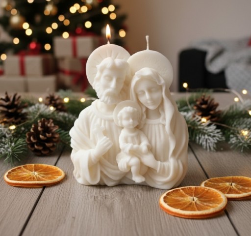 Zdjęcie oferty: Świeca sojowa Święta Rodzina Maryja Józef Jezus dla osoby wierzącej