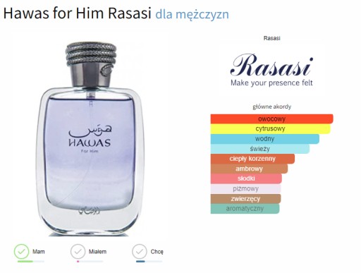Zdjęcie oferty: próbka 1ml Hawas for Him Rasasi