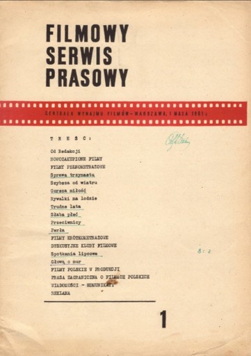 Zdjęcie oferty: Filmowy Serwis Prasowy nr 1 Maja 1961 r.