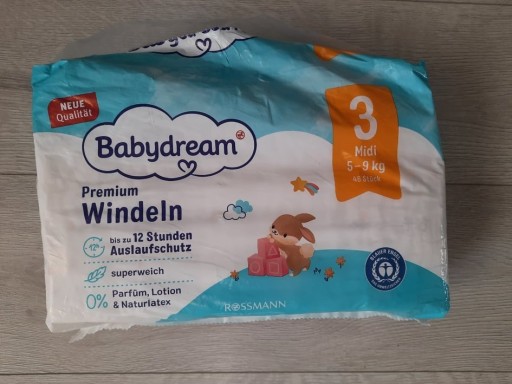 Zdjęcie oferty: Pieluszki Babydream Midi 3 5-9 kg 31 sztuk otwarte