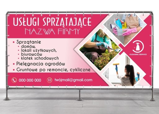 Zdjęcie oferty: BANER Usługi Sprzątające - Twoje Dane - 200x100cm